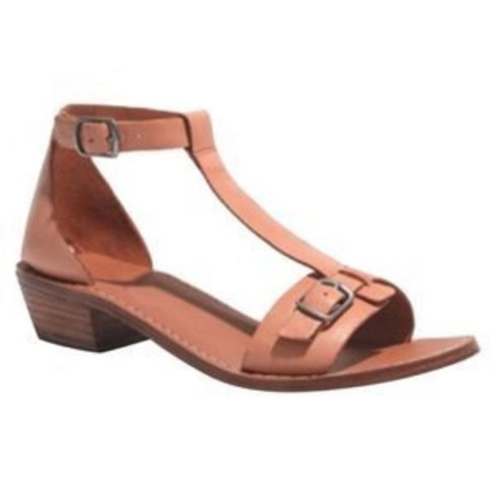 Madewell Tan Leather T-Strap Sandals